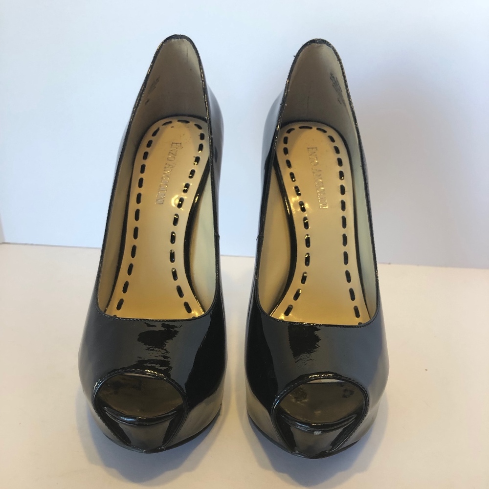 Patent Leather Platform Peep Toe Pump Sz 9
